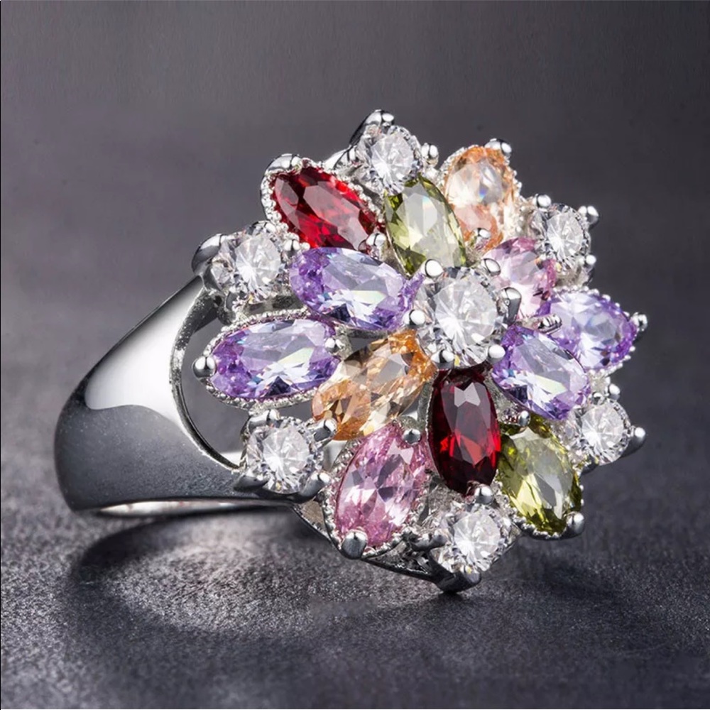 Multi color engagement birthstone ring - Picture 3 of 4